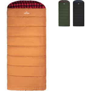 TETON Sports Deer Hunter Sleeping Bag, Warm and Comfortable Camping Sleeping Bag, Teton Tough Canvas Shell for Camping, Hunting, and Cold Weather (Pecan & Red)