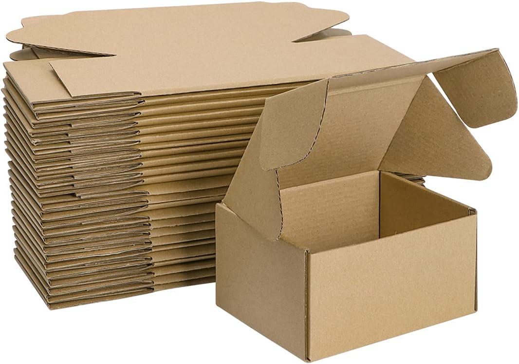 MEBRUDY 6x4x3 Inches Shipping Boxes Pack of 25, Small Corrugated Cardboard Box for Mailing Packing Literature Mailer (Brown)