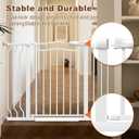 62.5-71.6" Extra Wide Baby Gate for Stairs No Drilling, 30" Tall Auto Close Press Mounted Dog Gates for Doorways, Adjustable Width Walk Through Long Gates for Kids or Pets, White