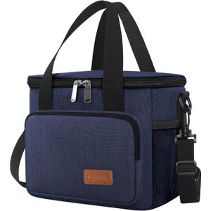Femuar Lunch Bags for Women/Men, Insulated Lunch Bag for Work Office Picnic - Lunch Cooler Bag Leakproof Lunch Box with Adjustable Shoulder Strap - Dark Blue (Medium Size)