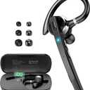 Thunelec Bluetooth Headset, Wireless Bluetooth 5.3 Earpiece, 90Hrs Hands Free Headset with APTX HD Audio & Mute Button, Dual Noise Cancelling Mics, Single-Ear Headphone for Trucker/Business/Office/Gym