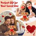 Valentines Plush-Love Dog Stuffed Animal Interactive Stuffed Dog Toy with Air Pump to Make Ears Stand Up, Funny Birthday Party Decoration Gifts for Kids Girlfriend Lover