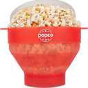 POPCO Silicone Popcorn Maker - Microwave Popcorn Popper - Collapsible Bowl, Heat-Resistant, Easy to Clean, Ideal for Family Movie Nights, 15-Cup Capacity - Transparent Red
