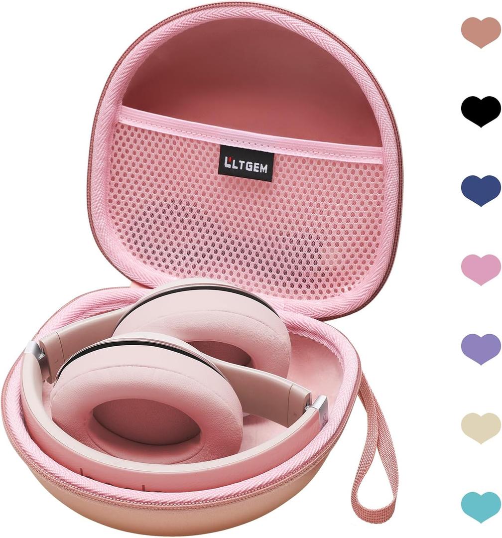 Headphone Case Compatible with Glynzak/ BERIBES/ TOZO/ KVIDIO/ Beats/ Soundcore Anker/ JBL Noise Cancelling Over-Ear Headphones, Rose Gold