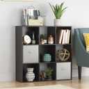 Whitmor 9 Cube Storage Organizer, 3 Tier Stackable Mdf Wood Bookcase, Open Storage Display Bookshelf, Storage Cabinet for Living Room, Bedroom, Home, Office, 35.5"L x 11.7"W x 35.5"H, Espresso