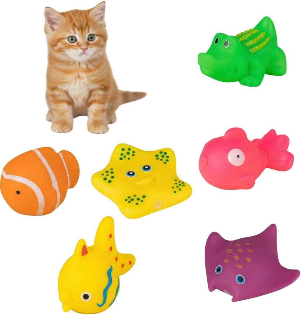 6 Pcs Pool Cat Interactive Toy, Floating Water, Pet Kitten Swimming Bathing Fish, Sensory, for Cats for Endless, Randow Style