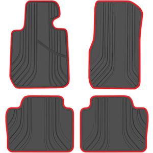 Car Floor Mat for BMW 3/4 Series Custom Fit F30 F31 F32 F33 F36 320i 328i 335i 2012 2013 2014 2015 2016 2017 2018 Black and Red Rubber Auto Floor Liners Set All Weather Heavy Duty Odorless