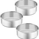 P&P CHEF 5 Inch Round Cake Pan Set of 3, Stainless Steel Round Baking Layer Pans Bakeware for Layer Birthday Cake, Fit Oven/Pots/Pressure Cooker, Leakproof & Dishwasher Safe, Silver