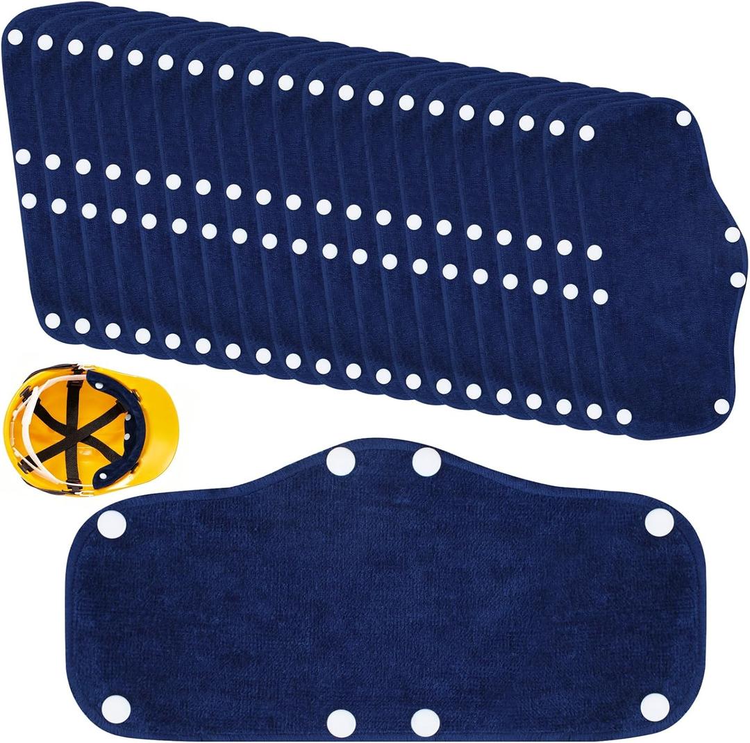 20-Pack Cotton Hard Hat Sweatbands, Washable Liner for Comfort (Blue)