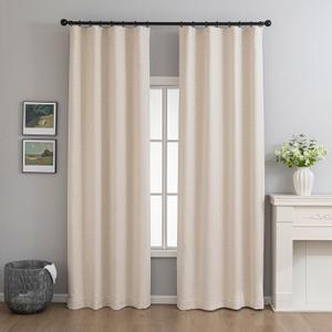 100% Linen Blackout Curtains for Bedroom 84 Inches Long, Rod Pocket Living Room Drapes, Thermal Insulated Beige Blackout Curtains 2 Panels Set, 50" W x 84" L (50"W x 84"L (Pack of 2))