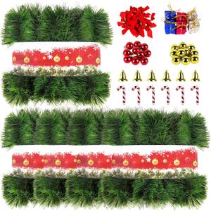 5 Pack 250FT Christmas Green Garland Flower for Christmas and Non-Lit Soft Holiday Decor for Outdoor Indoor Artificial Twist Greenery Garland Home Artificial Wedding Party Decoration