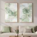 Framed Sage Green Abstract Wall Art Set of 2 for Living Room, Large Modern Neutral Gold White Canvas Print Artwork for Walls, Minimalist Nordic Rustic Farmhouse Wall Decor for Bedroom Office, 24x36 In