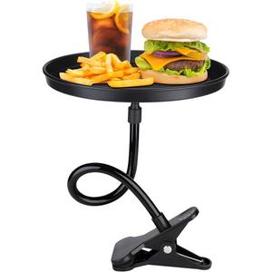 Adjustable Food Tray for Car, 360 Swivel Non-Slip Car Food Table for Drinks and Snacks, 8.7 Inches Diameter Swivel Car Clip Type Tray for Eating, Universal Car Accessories (Black)