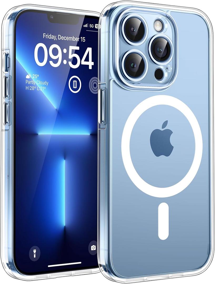 TOCOL Magnetic for iPhone 13 Pro Case Clear, Upgraded Full Camera Protection, Compatible with Magsafe, Drop Protection, Phone Cover for iPhone 13 Pro 6.1 Inch (Clear)