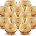 Volens Round Gold Votive Candle Holders, Mercury Glass Candle Holder Set of 12, Wedding Decorations for Table