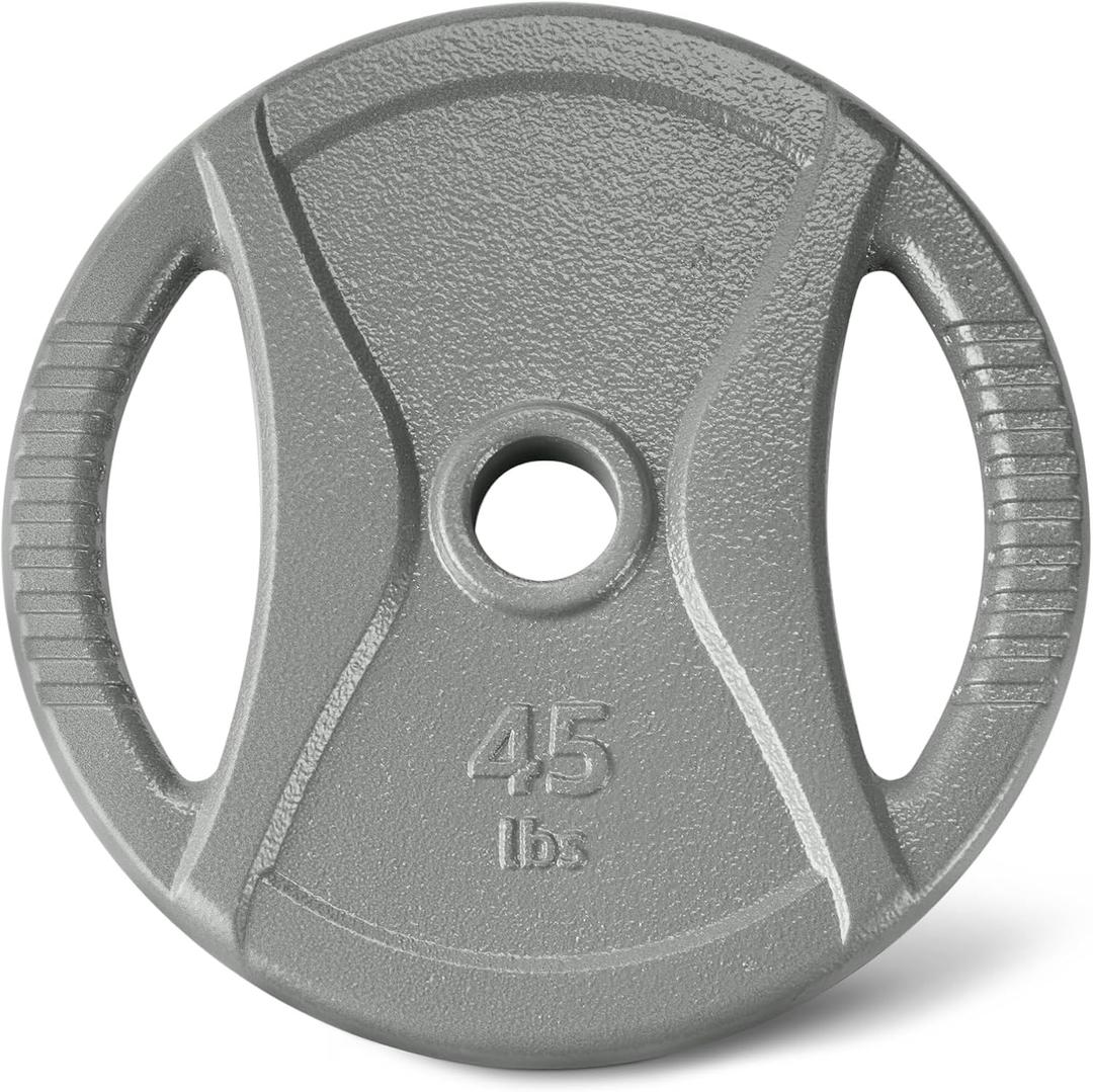 Amazon Basics 2-Inch Olympic Grip Weight Plates, Cast Iron, for Powerlifting, CrossFit & Strength Training