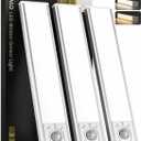 EZVALO Under Cabinet Lighting Wireless, 3Pack 8'' Rechargeable Motion Sensor Light Indoor, LED Closet Lights, Dimmable & 3 Color Temps Battery Operated with Power Display, for Kitchen, Stairs, Bedside