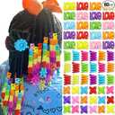60PCS Colorful Girls Beads for Hair, Cute Hair Beads Jewelry Kit, Acrylic Material with Large Hole Design, Mixed and Candy Colors for Various Hair Decoration, Dreadlocks, DIY Crafts, Fit Women