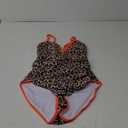 popvil Women's One Piece 2025 Tummy Control Swimsuits Neon Color Block Swimwear Deep V Neck Slimming Bathing Suit (Large, Leopard)