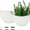 LaDoVita Plant Pots with Drainage Holes, 12 Inch Large Planters for Indoor Plants, Plastic Flower Pots Outdoor, 2 Pack, White