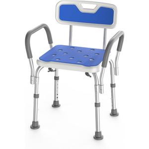 Loyoda Medical Shower Chair with Arms, Sturdy Aluminum Alloy Bath Chair, Slip Resistant Shower Bench, Height-Adjustable Shower Seat with Padded Handles for Elderly Loyoda Medical Shower Chair with Arms, Sturdy Aluminum Alloy Bath Chair, Slip Resistant Shower Bench, Height-Adjustable Shower Seat with Padded Handles for Elderly