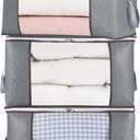 Combocube 3Pcs Zippered Storage Bag for Closet King Comforter, pillow, quilt, bedding, Clothes, Blanket Organizers with Large Clear Window & Carry Handles Space Saver