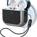 ESR AirPods 4 Case, Compatible With AirPods 4th Generation (2024) (USB-C), MagSafe, Drop Protection Cover With Lanyard, Magnetic Lid Lock, Orbit Hybrid, Titanium