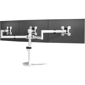 WALI Triple Monitor Stand, Free Standing Three LCD Monitor Fully Adjustable Desk Mount Fits 3 Screens up to 27 inch, 22 lbs Weight Capacity per Arm (MF003-W), White