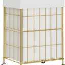 Laundry Hamper with Wheels, 90L Laundry Basket with Handle, Laundry Sorter with Removable Liner Bag (90L-1 Section, Golden+White)