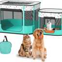 BUFOR Portable Cat Playpen, Foldable Pet Dog Playpen, for Kitten Puppy Play Pen Indoor/Outdoor, Cats Enclosure Cages Tent with Carrying Case, 600D Oxford 8-Rods, 32"x24"x22", Green 