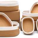 7 Piece Cotton Rope Woven Basket Set - Small Basket for Baby Nursery, Pets, Montessori, Dog & Cat Toy Boxes, Bathroom Organization Bins (White/Jute)