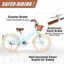 Glerc Little Molly 20 Inch Kids Bike, Retro Cruiser Girls Bike for Children Ages 7-13 Years Old, ‎Kids Bicycle with Wicker Basket & Kickstand, Blue