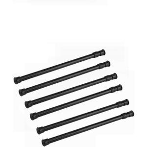 6 Pack Tension Rods, Adjustable Spring Steel Cupboard Bars Tension Curtain Rod Shower Rod Extendable Width 15.7-28 Inches (Black)