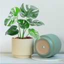 Puoyikt Ceramic 4.9+6.3 inch Planters, Modern Home and Office Flowerpot, Indoor and Outdoor Flowerpot with Drainage Hole (Grayish Blue)