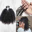 Micro Pre Looped Crochet Human Hair Extensions Afro Kinky Curly Human Crochet Hair Feather Pre Separated Knotless Crochet Human Hair For Braids Twist 16inch 60g
