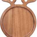Renawe Decor Christmas Dinner Plate 12"x10" Wooden Cheese Charcuterie Board Xmas Cookies Platter Wood Salad Charger Plates for Christmas Holiday Festive Serving Dish Decorative Round Dessert Trays
