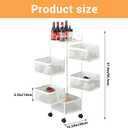 5-Tier Kitchen Storage Cart, Fruit and Vegetable Basket Rotating Storage Rack, Rolling Snack Cart, Metal Rolling Carts with Wheels for Fruit, Potato,Vegetable, Snack,White