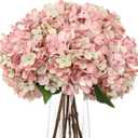 Hollyone 6PCS Pink Hydrangea Artificial Flowers Artificial Hydrangeas Silk Flowers for Home Decor Indoor Wedding Flower Faux Flower Kitchen Centerpiece Table Decorations