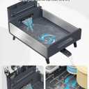Dish Drying Rack with Drain Board, 304 Stainless Steel Core, Aluminum Rustproof Frame, Anti-Slip Elevated Feet, Removable Adjustable Spout, Utensil Holder, Gray