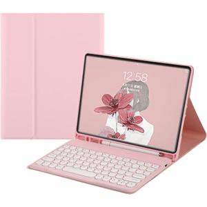 HENGHUI Keyboard Case for iPad 11th Gen (A16,11 inch) 2025/ iPad 10th Generation 10.9" 2022 Case with Cute Round Key Detachable BT Color Keyboard Cover (Pink)