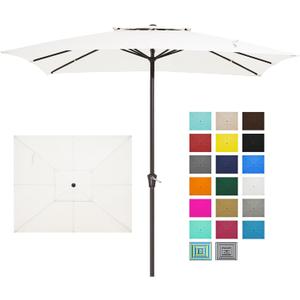 JEAREY 2-Tiers 8x10 ft Rectangular Patio Umbrellas Outdoor Table Market Umbrella w/Crank, 8 Sturdy Ribs, UV Protection Waterproof Sunproof(Cream White)