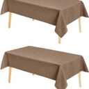 Hiasan 2 Pack Faux Linen Rectangle Tablecloth - Wrinkle and Stain Resistant Washable Table Cloth for Kitchen Dining Room Holiday Table Cover for Party Dinner, Khaki, 52 x 70 Inch