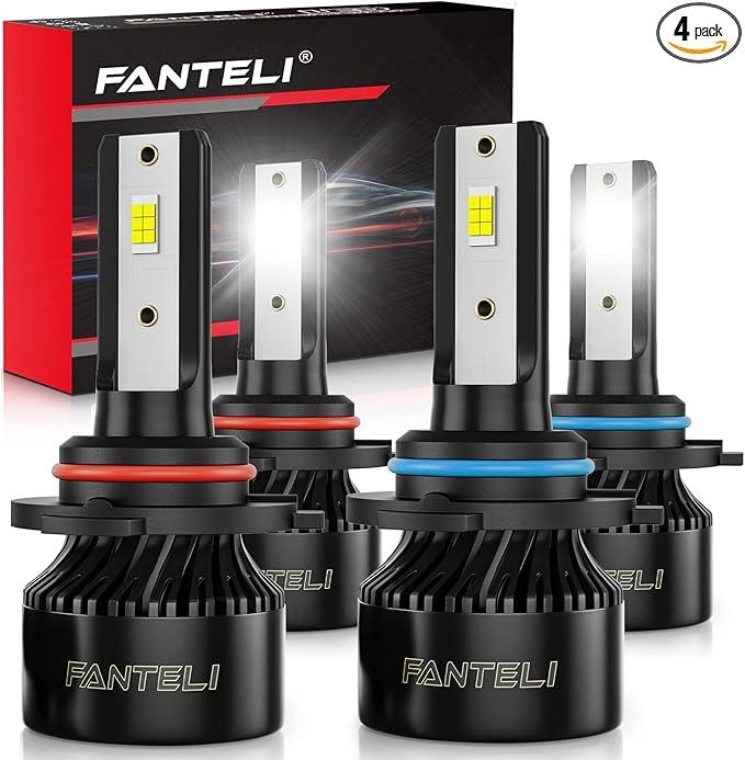 FANTELI ùü´ùü¢ùü¢ùüß/ùü´ùü¢ùü¢ùü® Bulbs Combo 6500K Cool White 34000LM 800% Brightness, 1:1 Size Plug and Play IP68 Waterproof Off Road Lights, Pack of 4