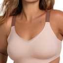 COMFELIE Women No Underwire Bra Comfy Seamless Bras Full Coverage Mesh Bralette with Adjustable Contrast Color Strap, Large