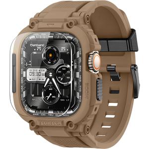 amBand M1 Sport Case Band for Apple Watch Ultra 3/2/1 & SE 3/2/1 & Series 11 10 9 8 7 6 5 4 3 49mm 46mm 45mm 44mm 42mm 41mm 40mm 38mm, Shockproof & Scratch Resistant Rugged Bumper for Men