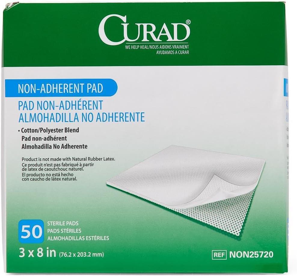 CURAD Sterile Non-Adherent Pad, 3x8 (Pack of 50) (3" x 8")
