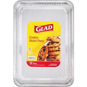 Glad Disposable Bakeware Aluminum Rectangular Cookie Sheets for Baking and Roasting, 12 Count-16" x 11" x 0.25" - Textured, Made from Aluminum - Baking Sheets, Baking Pans, Foil Cookie Sheet