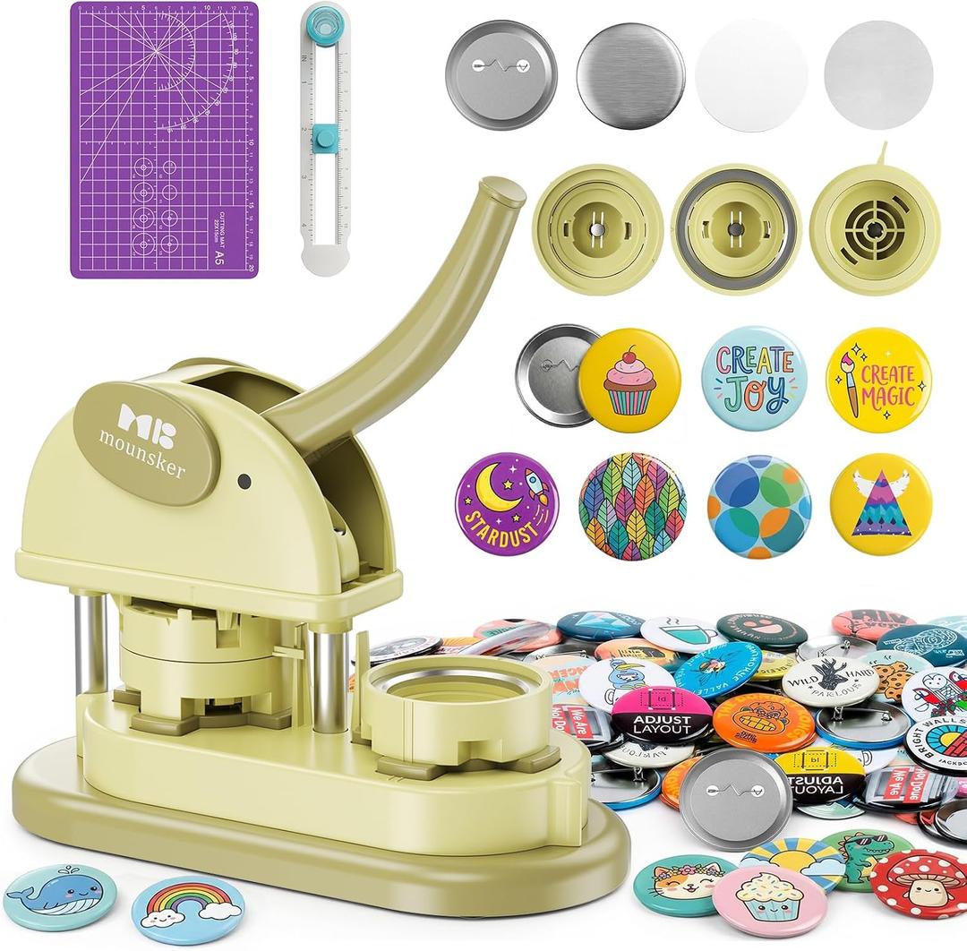 Elephant Button Maker Machine 2.25 inch– All-in-One DIY Pin Badge Press Kit with 100pcs Button Parts, Circle Cutter, No Installation, One-Handed Operation, Perfect for Crafts, Gifts & Events 2026 New
