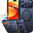 TORRAS Upgraded 360 Magnetic Stand for iPhone 17 Pro Max Case with Camera Control Button, Fit for MagSafe with Ring, Mil-Grade Protection, Translucent Slim for iPhone 17 ProMax Case Ostand, Black