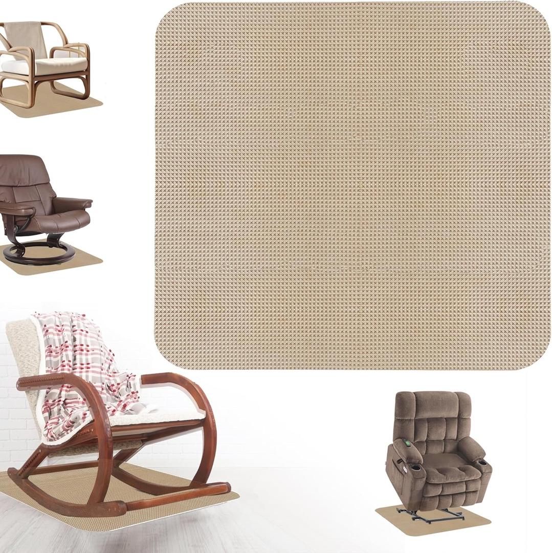 Recliner Pads for Hardwood Floors Non Skid Furniture Gripper Pad Floor Rubber Mat Anti Slide Furniture Pad Hardwood Floor Protector Swivel Chairs Recliner Mats Non Slip Recliner Grippers(Camel) (Sq-Camel-30"x30")